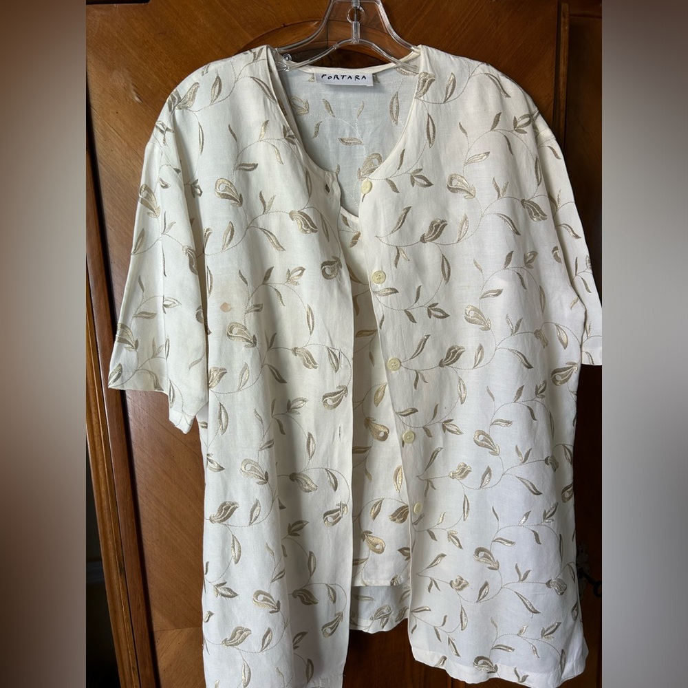 Embroidered jacket and blouse cotton and silk sz M